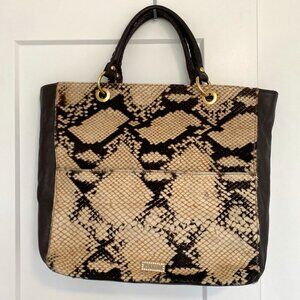 PULICATI ITALY Snake Pattern Calf‎ Hair Leather Large Handbag Tote Bag Purse
